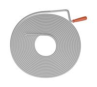 Relaxdays Pipe Cleaning Spiral 15 m, Washbasin, WC, Shower, Bathtub, Drain Unclogging, with Handle, Steel, Silver/Red