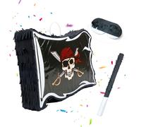 Relaxdays Pirate flag piñata - stick & mask