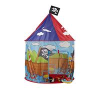 Relaxdays Pirate Play Tent for Boys, Playhouse with Flag for Ages 3 and Up, H x D 130 x 100 cm, Red-Blue
