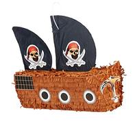 Relaxdays Pirate Ship Pinata, Hanging Children’s Paper Piñata for Boys, Fillable, Birthday Decoration, Colourful
