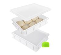 Relaxdays Pizza Dough Box 2pcs with Lid, Stackable Plastic Storage, 7x40x30cm, White