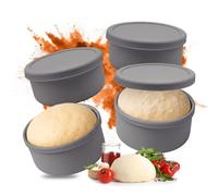 Relaxdays Pizza Dough Box, set of 4, silicone, dark grey