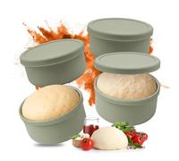 Relaxdays Pizza Dough Box set of 4, silicone, holds 350 g, sage
