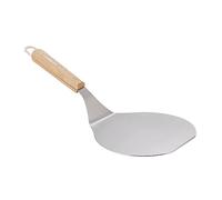 Relaxdays Pizza Peel, Bread & Tart Slider, Paddle, 16.5 x 17.5 cm, Stainless Steel, Wood Handle, Silver/Light Brown