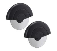 Relaxdays Pizza Roller Cutter Wheel Knife Slicer Set of 2, Professional, Dishwasher Safe, Stainless Steel, Black/Silver