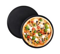 Relaxdays Pizza tray, set of 2, round, non-stick coated, pizza & tarte flambée, carbon steel, pizza pan, approx. 1 cm (h) x 32 cm, grey, 10025633