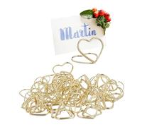 Relaxdays Place Card Holder, 48x Set, Table Stand, Marker, Seat Arrangement, Wedding Decor, Wooden, Menu, Number, Gold, Iron, 2.5 x 3 x 3 cm