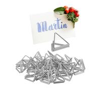 Relaxdays Place Card Holder, 48x Set, Triangle Shape, Table Stand, Seat Marker, Wedding, Metal, Menu, Number, Silver, Iron, 2 x 2.5 x 2.5 cm