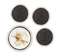 Relaxdays Place Mat Set, 4x Coaster, Tableware, Drinks, Table Protector, Round, Ø 37 cm, Seagrass Material, Black/Cream, Plant fibre