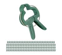 Relaxdays Plant Clips, 120x Set, Small, 3 x 4 cm, Spring Clamp, Tomato, Flower, Support, Garden, Stem, Green, 0.5 x 3 x 4 cm