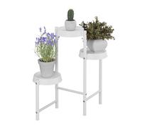 Relaxdays Plant Stand, 3 Tiers, Metal & Plastic, HWD: 61x55x30 cm, Shelves for Flower Pots & Herbs, Display Rack, White, Iron