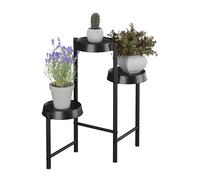 Relaxdays Plant Stand, 3 Tiers, Metal & Plastic, HWD: 61x55x30 cm, Shelves for Flower Pots & Herbs, Display Rack, Black, Iron