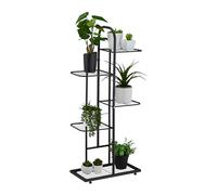 Relaxdays Plant Stand, Flower Pot Holder with 5 Tiers, HWD: 96 x 45 x 22 cm, Metal Frame, Shelving, Space-Saving, Black, Steel