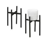 Relaxdays Plant Stand Set of 2, Adjustable Width, WxD: 26x26-37x37 cm, Metal Flower Pot Rack, for Indoors, Black, Iron, 31 x 37 x 37 cm