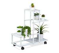 Relaxdays Plant Stand with 4 Shelves on Castors