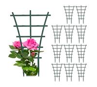 Relaxdays Plant Support Set of 12 Plastic Trellis Pot & Indoor Plants H x W 25 x 15 cm Flower Support Green
