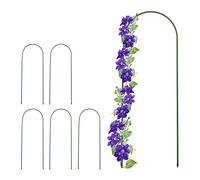 Relaxdays Plant Trellis, Set of 6, Arched Shape, Dimensions: H x W: 90 x 32 cm, Frame for Plants, Metal, Green