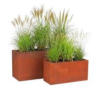 Relaxdays Planters, 2 sizes, rust effect, garden, patio, balcony, steel planter boxes, rust-brown