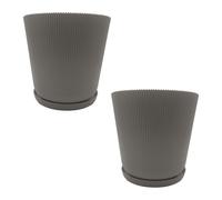 Relaxdays Planters with saucers, set of 2