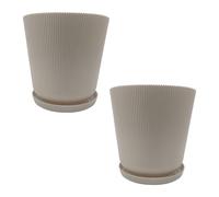 Relaxdays Planters with saucers, set of 2
