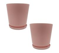 Relaxdays Planters with saucers, set of 2