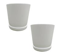 Relaxdays Planters with saucers, set of 2