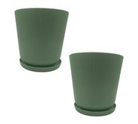 Relaxdays Planters with saucers, set of 2