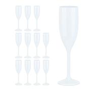 Relaxdays, Plastic Champagne Flutes, Set of 12, Shatterproof, BPA Free, Reusable Wine Glasses, for Weddings, White