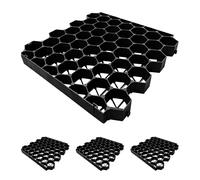 Relaxdays Plastic Grass Grids Set of 4, 50x50 cm, Driveable Paddock Plates, No Sub-Base, Black