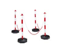 Relaxdays 4 Parking Barriers, Size: 82 x 112 x 28 cm Chain Barrier made of Plastic w/ Practical Chains to Save Parking Spaces w/ Sturdy Base to Fill w/ Water or Sand, Red / White