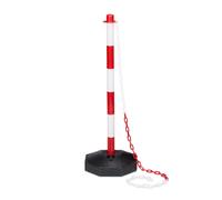 Relaxdays Parking Barrier, Size: 82 x 28 x 28 cm Chain Barrier made of Plastic w/ Practical Chains to Save Parking Spaces w/ Sturdy Base to Fill w/ Water or Sand, Red / White