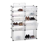 Relaxdays 12-Compartment Plastic Shoe Cabinet