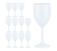Relaxdays, Plastic Wine Glasses, Set of 12, Shatterproof, BPA Free, 250 ml, Reusable, Cups for Camping & Parties, White, 19 x 7.5 x 7.5 cm