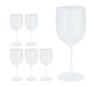 Relaxdays, Plastic Wine Glasses, Set of 6, Shatterproof, BPA Free, 400 ml, Reusable, Cups for Camping & Parties, White
