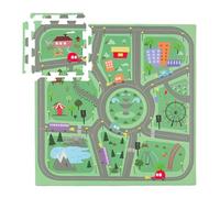 Relaxdays Mat, 21-Piece Baby Puzzle, Playing & Crawling, Town Streets Design, Non-Toxic Foam, Kids, Multicoloured, Plastic, 1 x 89.5 x 89.5 cm