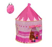 Relaxdays Play Tent, for Children, Princess Castle, Indoor, HWD: 135 x 100 x 100 cm, with Hook & Loop Fastener, Pink, Polyester