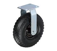 Relaxdays Pneumatic Fixed Castor 3.00-4, 120kg Load, Rubber Wheel, Steel Plate, Air-Filled, Heavy-Duty, 29x26x13.5cm