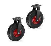 Relaxdays Pneumatic swivel castor 3.00-4 Set of 2