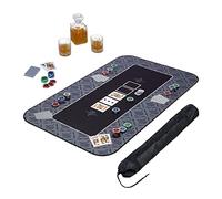 Relaxdays Poker Mat 100 x 60 cm, for all Variations, Gambling Table Cover Large, Anti-Slip, incl. Protective Bag, Black, Rubber