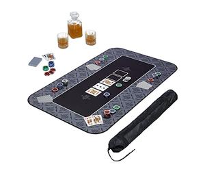 Relaxdays Poker Mat 100 x 60 cm, for all Variations, Gambling Table Cover Large, Anti-Slip, incl. Protective Bag, Black