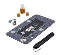 Relaxdays Poker Mat 120 x 60 cm, for all Variations, Gambling Table Cover Large, Anti-Slip, incl. Protective Bag, Black, Rubber