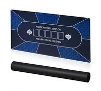 Relaxdays Poker Mat, 120x60 cm, Texas Hold'em, 10 Players, Anti-Slip, Waterproof, Storage Roll, Casino Game, Blue, 50% polyester 10% cardboard 40% rubber, 120 x 60 cm