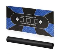 Relaxdays Poker Mat, 120x60 cm, Texas Hold'em, 10 Players, Anti-Slip, Waterproof, Storage Roll, Casino Game, Blue/Black, 60% polyester 40% rubber, 120 x 60 cm