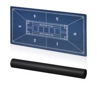 Relaxdays Poker Mat, 120x60 cm, Texas Hold'em, 6 Players, Anti-Slip, Waterproof, Storage Roll, Casino Accessory, Blue, 50% polyester 40% rubber 10% cardboard, 120 x 60 cm