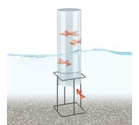 Relaxdays Fish Column, HWD: 87 x 22 x 22 cm, Acrylic, Metal, Tower for Garden Pond, Originak Decoration, Clear/Grey