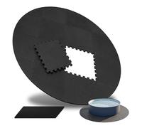 Relaxdays Pool Mats, 17-piece, 1.2 cm x 200 cm, foam, round pool underlay, interlocking, black