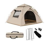 Relaxdays pop-up camping tent, sleeps 3-4, automatic setup, UPF 50+ UV protection, mosquito nets, 145x200x220 cm, beige