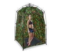 Relaxdays Pop-up Changing Tent, Weatherproof, Privacy for Camping and Beach, 228x140x140 cm, Polyester, Bag Included, Camouflage, 1