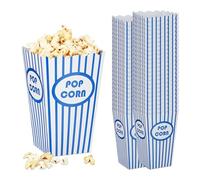 Relaxdays Popcorn Bags, Set of 48, Striped, Retro Look, Cinema, Movie Night Accessory, Cardboard, Container, Blue/White, 16 x 10.5 x 10.5 cm