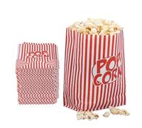 Relaxdays Popcorn Bags, Set of 48, Striped, Retro Look, Cinema, Movie Night Accessory, Paper, Container, Red/White, 26 x 13 x 8 cm